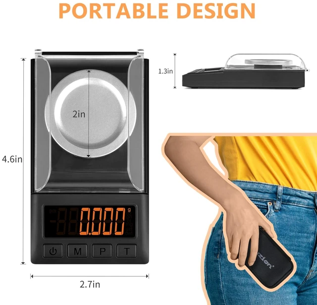 Alt view image 3 of 7 - Digital Milligram Scale 50g/0.001g, Mg Scale 9-in-1 Kit | Includes Portable Carry Bag, 50g Calibration Weight, USB-C & Battery, Powder Scale for Capsule Filling, Supplement, Reloading