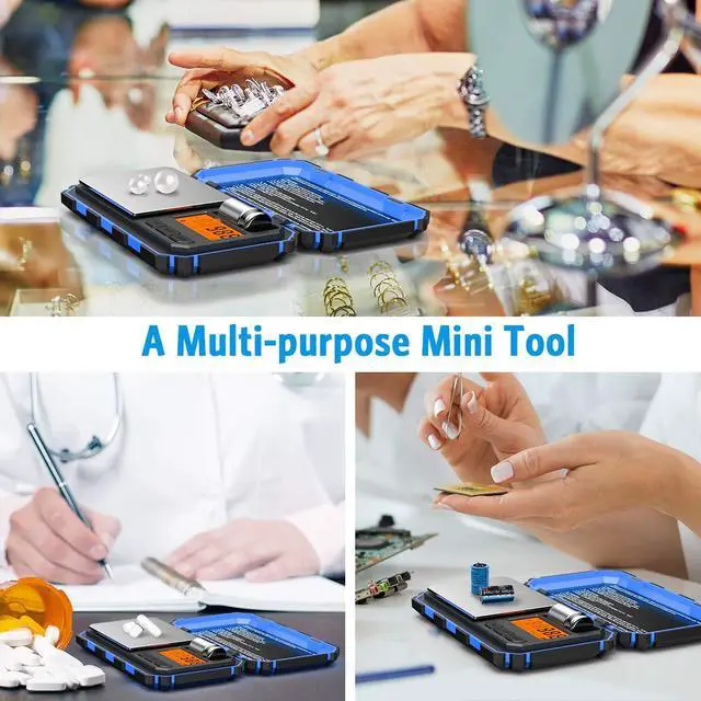 Alt view image 7 of 7 - (Upgradaed) Digital Mini Scale, 200g /0.01g Pocket Scale, 50g Calibration Weight, Electronic Smart Scale, 6 Units, LCD Backlit Display, Tare, Auto Off, Stainless Steel (Battery Included)