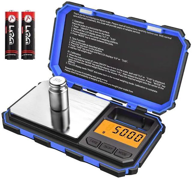 Main image of (Upgradaed) Digital Mini Scale, 200g /0.01g Pocket Scale, 50g Calibration Weight, Electronic Smart Scale, 6 Units, LCD Backlit Display, Tare, Auto Off, Stainless Steel (Battery Included)