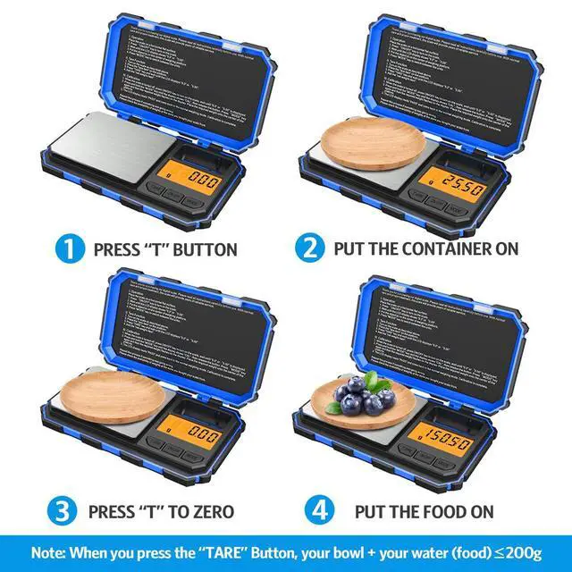 Alt view image 4 of 7 - (Upgradaed) Digital Mini Scale, 200g /0.01g Pocket Scale, 50g Calibration Weight, Electronic Smart Scale, 6 Units, LCD Backlit Display, Tare, Auto Off, Stainless Steel (Battery Included)