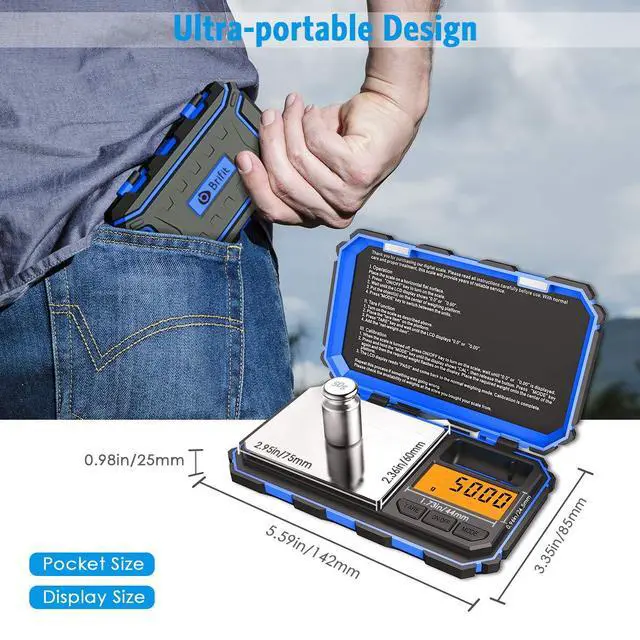 Alt view image 5 of 7 - (Upgradaed) Digital Mini Scale, 200g /0.01g Pocket Scale, 50g Calibration Weight, Electronic Smart Scale, 6 Units, LCD Backlit Display, Tare, Auto Off, Stainless Steel (Battery Included)