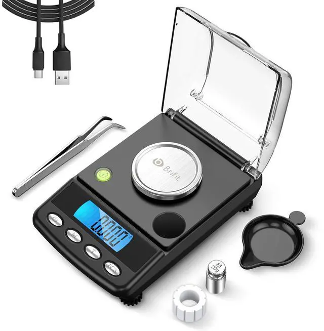 Main image of 20g/0.001g Digital Milligram Scale, Precision Electronic Scale with 6 Units, USB & Battery Powered, Tare, Calibration Weights, Tweezers, Pocket Microgram Scale for Powder Medicine, Jewelry