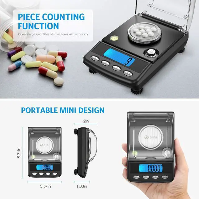 Alt view image 6 of 7 - 20g/0.001g Digital Milligram Scale, Precision Electronic Scale with 6 Units, USB & Battery Powered, Tare, Calibration Weights, Tweezers, Pocket Microgram Scale for Powder Medicine, Jewelry