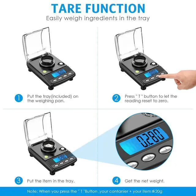 Alt view image 5 of 7 - 20g/0.001g Digital Milligram Scale, Precision Electronic Scale with 6 Units, USB & Battery Powered, Tare, Calibration Weights, Tweezers, Pocket Microgram Scale for Powder Medicine, Jewelry