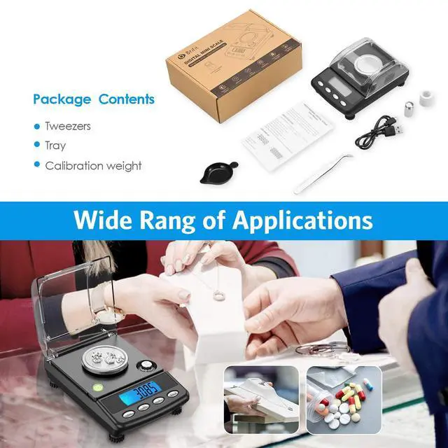 Alt view image 7 of 7 - 20g/0.001g Digital Milligram Scale, Precision Electronic Scale with 6 Units, USB & Battery Powered, Tare, Calibration Weights, Tweezers, Pocket Microgram Scale for Powder Medicine, Jewelry