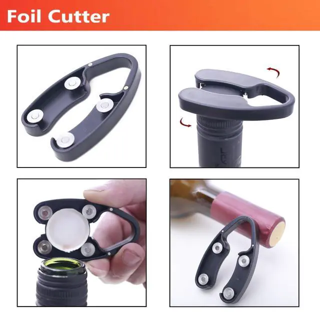 Alt view image 3 of 6 - Air Pressure Pump Bottle Opener With Foil Cutter,Aerator Pourer,Vacuum Stopper(4PCS),Simple Cork Remover,Efficient Corkscrew Bottle Opener,Great For Wine Lovers,Perfect Wine Gift.