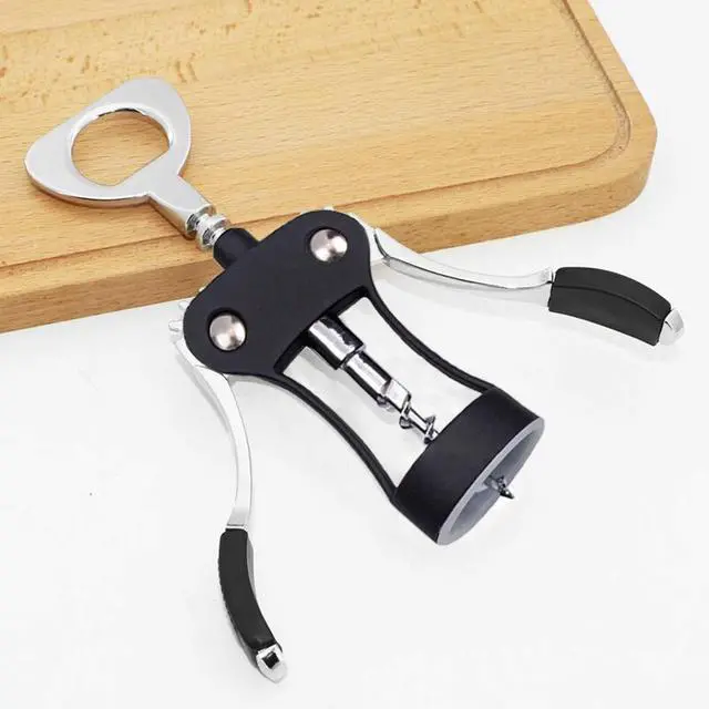 Alt view image 6 of 7 - Wine Opener, Multifunctional Wing Corkscrew Wine Bottle Opener for all Cork Stoppered and Beer Cap Bottles, Luxury Waiter Corkscrew with Stopper Set for Wine Enthusiast, Waiters - Black