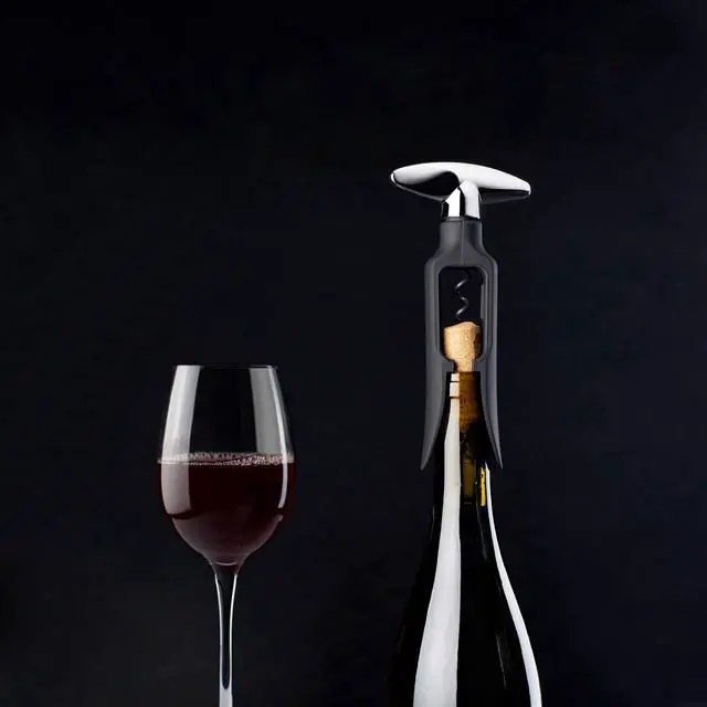 Alt view image 6 of 7 - Self Pulling Corkscrew Wine Opener, Durable Plastic with Easy Turn Chrome Handle, Wine Bottle Opener for Bartenders, Home Bar Tools, Bar Cart Accessories, Kitchen Essentials, Set of 1, Black