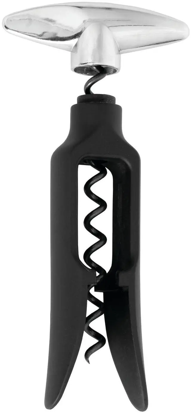 Main image of Self Pulling Corkscrew Wine Opener, Durable Plastic with Easy Turn Chrome Handle, Wine Bottle Opener for Bartenders, Home Bar Tools, Bar Cart Accessories, Kitchen Essentials, Set of 1, Black