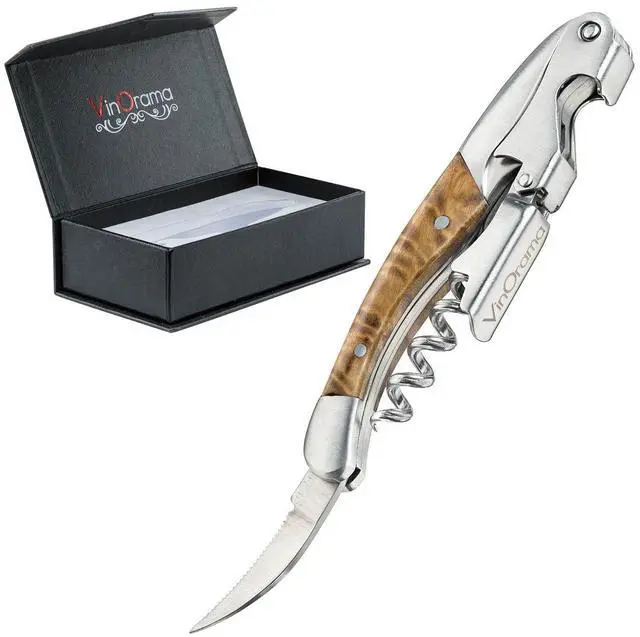 Main image of Waiters Corkscrew Wine Opener Rosewood Handle 3-in-1 Beer Bottle Opener and Foil Cutter, The Best Choice of Professional Waiters and Bartenders Around the Globe