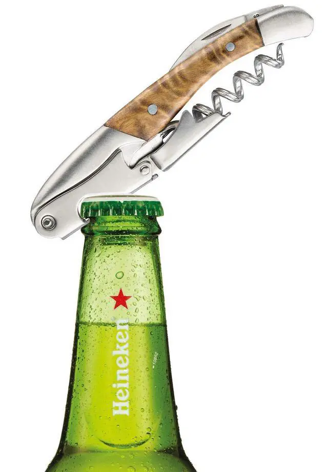 Alt view image 2 of 7 - Waiters Corkscrew Wine Opener Rosewood Handle 3-in-1 Beer Bottle Opener and Foil Cutter, The Best Choice of Professional Waiters and Bartenders Around the Globe