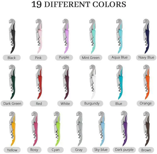 Alt view image 7 of 7 - 2-Pack Wine Opener Waiter Corkscrew, Professional Wine Key for Servers, Bartender with Foil Cutter, Manual Wine Bottle Opener Double Hinged (Rosy)