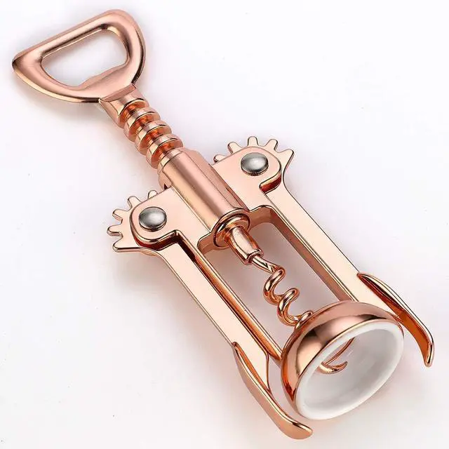 Alt view image 6 of 7 - Simple Wing Corkscrew Gold Wine Opener and Beer Opener, Multifunctional Wine Corkscrew Opener
