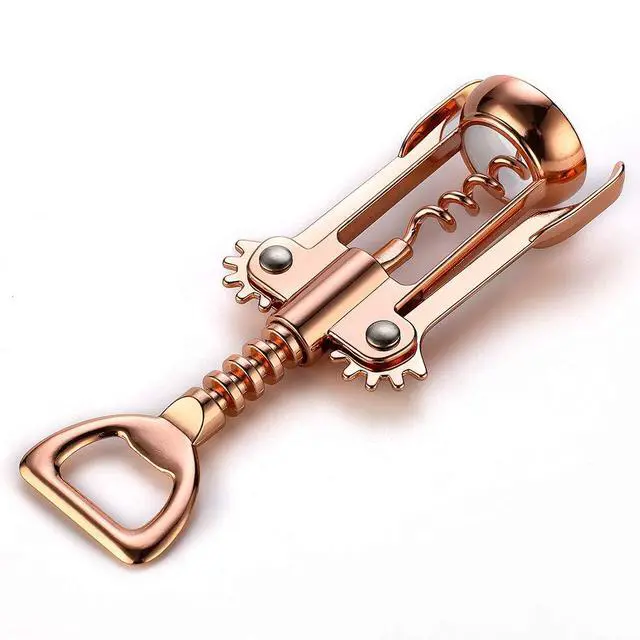 Alt view image 7 of 7 - Simple Wing Corkscrew Gold Wine Opener and Beer Opener, Multifunctional Wine Corkscrew Opener