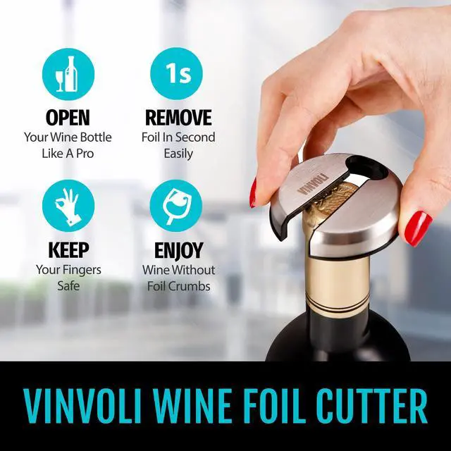 Alt view image 2 of 6 - Wine Foil Cutter - Luxury Stainless Steel Wine Foil Cutter Tool - Foil Cutter for Wine Bottles - Wine Cutter Foil Opener Neck Label Remover - Wine Top Seal Cutter - Wine Bottle Foil Cutter