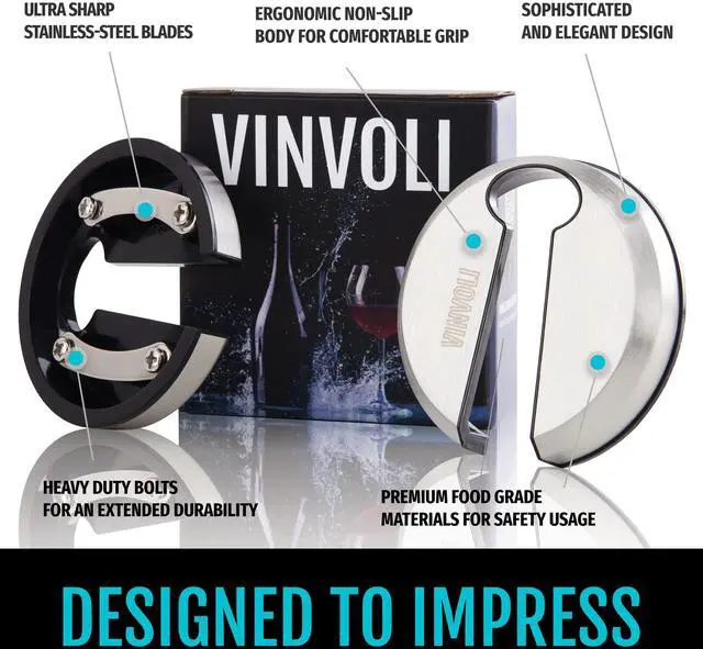 Alt view image 3 of 6 - Wine Foil Cutter - Luxury Stainless Steel Wine Foil Cutter Tool - Foil Cutter for Wine Bottles - Wine Cutter Foil Opener Neck Label Remover - Wine Top Seal Cutter - Wine Bottle Foil Cutter