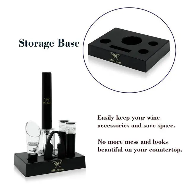 Alt view image 5 of 6 - Air Pressure Wine Bottle Opener with Foil Cutter, Wine Aerator Pourer, 2 Vacuum Wine Stoppers, Storage Base (6 PCS), Corkscrew Wine Opener, The Best Wine gifts for Wine Lovers