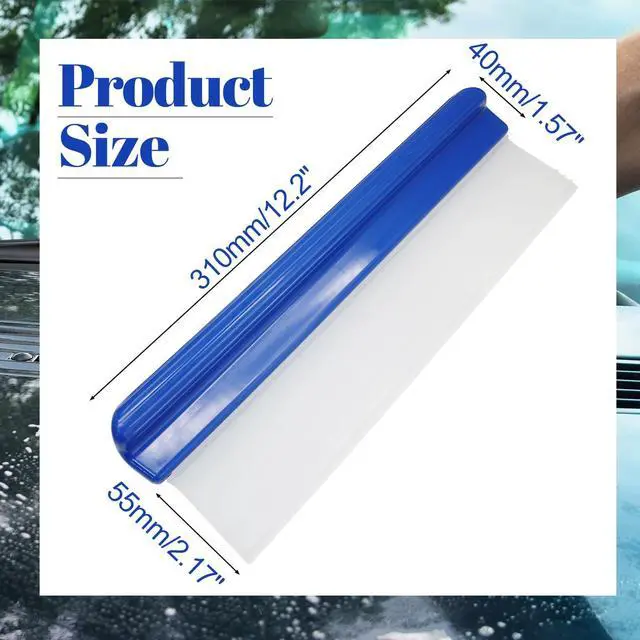 Alt view image 3 of 7 - 2 Pack Car Squeegee 12 Inches, Flexible Car Water Scraper Automotive Wiper, Silicone Water Blade for Car Windshield, Window, Home Glass, Blue