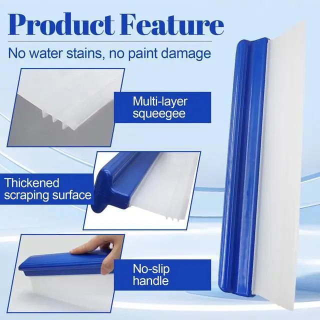 Alt view image 4 of 7 - 2 Pack Car Squeegee 12 Inches, Flexible Car Water Scraper Automotive Wiper, Silicone Water Blade for Car Windshield, Window, Home Glass, Blue