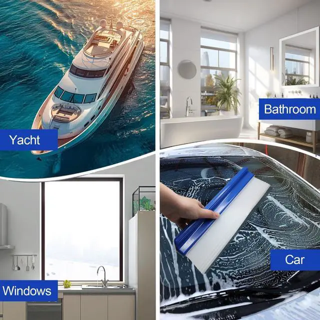 Alt view image 7 of 7 - 2 Pack Car Squeegee 12 Inches, Flexible Car Water Scraper Automotive Wiper, Silicone Water Blade for Car Windshield, Window, Home Glass, Blue