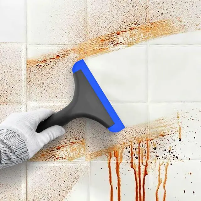 Alt view image 3 of 7 - 6'' Small Silicone Squeegee 5-inch Handy Small Rubber Window Shower Squeegee Auto Water Blade for Car Windshield, Window, Mirror, Glass Door, Ice Snow Removal Scraper Tool (Blue and Orange)