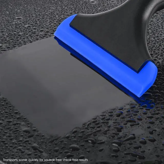 Alt view image 2 of 7 - 6'' Small Silicone Squeegee 5-inch Handy Small Rubber Window Shower Squeegee Auto Water Blade for Car Windshield, Window, Mirror, Glass Door, Ice Snow Removal Scraper Tool (Blue and Orange)