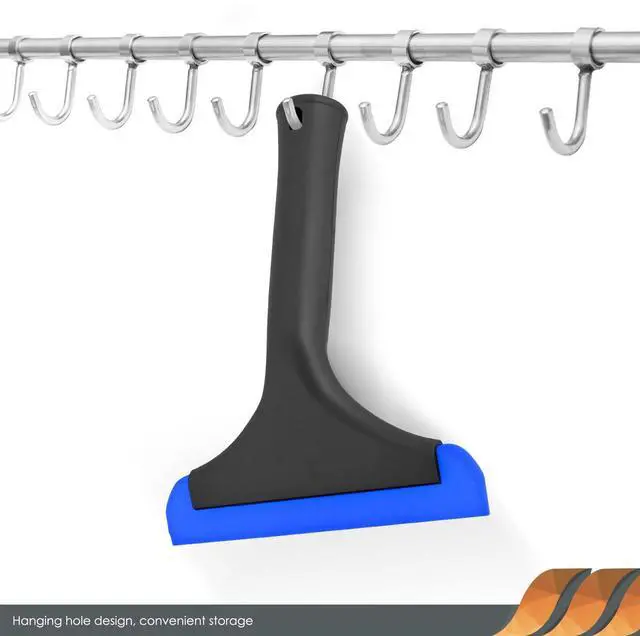 Alt view image 5 of 7 - 6'' Small Silicone Squeegee 5-inch Handy Small Rubber Window Shower Squeegee Auto Water Blade for Car Windshield, Window, Mirror, Glass Door, Ice Snow Removal Scraper Tool (Blue and Orange)