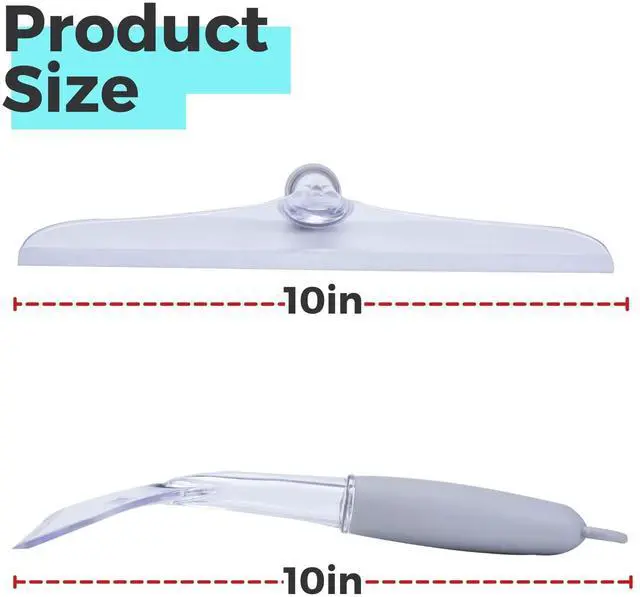Alt view image 3 of 6 - Shower Squeegee for Glass Door, 10'' Rubber Water Wiper for Bathroom Tile and Mirror, Clear Plastic Window Cleaner Tool, 2 Pack