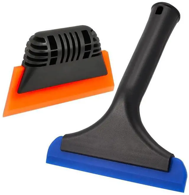 Main image of 6" Small Silicone Squeegee 5-inch Handy Small Rubber Window Shower Squeegee Auto Water Blade for Car Windshield, Window, Mirror, Glass Door, Ice Snow Removal Scraper Tool (Blue and Orange)