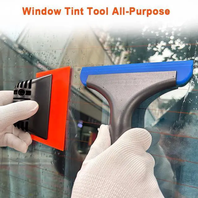 Alt view image 2 of 6 - 6" Small Silicone Squeegee 5-inch Handy Small Rubber Window Shower Squeegee Auto Water Blade for Car Windshield, Window, Mirror, Glass Door, Ice Snow Removal Scraper Tool (Blue and Orange)