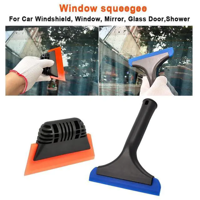 Alt view image 3 of 6 - 6" Small Silicone Squeegee 5-inch Handy Small Rubber Window Shower Squeegee Auto Water Blade for Car Windshield, Window, Mirror, Glass Door, Ice Snow Removal Scraper Tool (Blue and Orange)