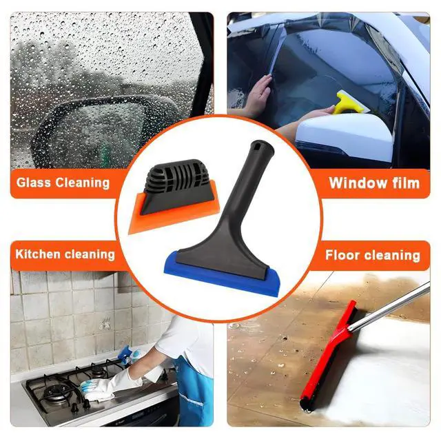 Alt view image 4 of 6 - 6" Small Silicone Squeegee 5-inch Handy Small Rubber Window Shower Squeegee Auto Water Blade for Car Windshield, Window, Mirror, Glass Door, Ice Snow Removal Scraper Tool (Blue and Orange)