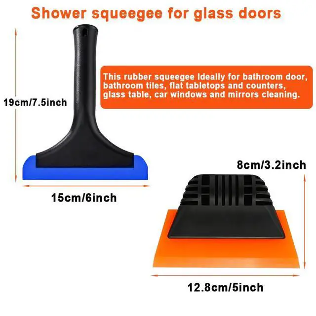 Alt view image 5 of 6 - 6" Small Silicone Squeegee 5-inch Handy Small Rubber Window Shower Squeegee Auto Water Blade for Car Windshield, Window, Mirror, Glass Door, Ice Snow Removal Scraper Tool (Blue and Orange)