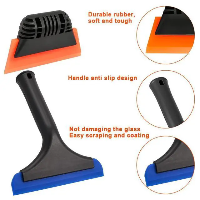 Alt view image 6 of 6 - 6" Small Silicone Squeegee 5-inch Handy Small Rubber Window Shower Squeegee Auto Water Blade for Car Windshield, Window, Mirror, Glass Door, Ice Snow Removal Scraper Tool (Blue and Orange)