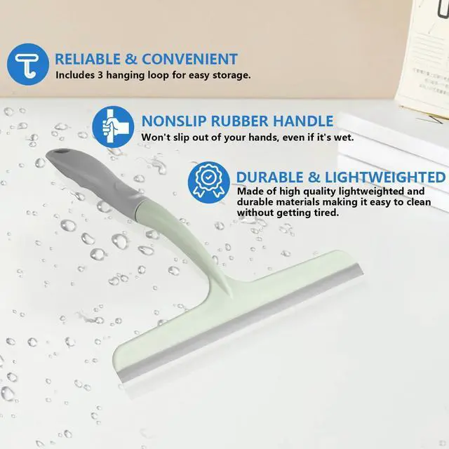 Alt view image 3 of 7 - 3 Pcs Shower Squeegee for Glass Doors, Car Window Squeegee, Streak-Free Mirror Cleaner Tool for Bathroom Kitchen Sink Countertop Tile Glass Shower Door Scraper Household Squeegees, with 3 Hooks
