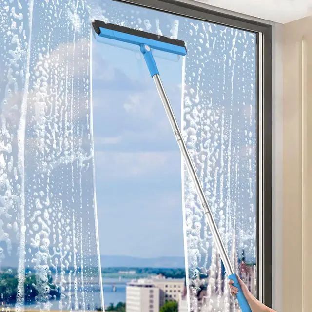 Alt view image 6 of 7 - Floor Squeegee Adjustable 59'' Long Handle Professional Floor Squeegee with Hook Water Squeegee Foam Blade for Concrete Floor Tile Pet Hair Floor Wiper
