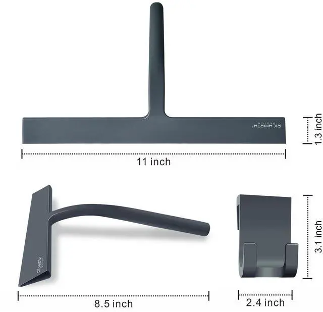 Alt view image 2 of 6 - Shower Squeegee for Glass Doors, RICHMIRTH 11" Inch Width Silicone Rubber Blade Squeegee Window Cleaner Tool Squeegee for Shower Glass Doors Bathroom