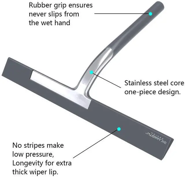 Alt view image 3 of 6 - Shower Squeegee for Glass Doors, RICHMIRTH 11" Inch Width Silicone Rubber Blade Squeegee Window Cleaner Tool Squeegee for Shower Glass Doors Bathroom