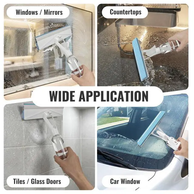 Alt view image 7 of 7 - 3 in 1 Window Cleaning Scraper, Shower Scraper Window Squeegee with 300ML Tank, Bathroom Mirror Squeegee with Hanging Hole, Window Scraper for Cleaning Windows, Glass, Mirrors, Car Windows