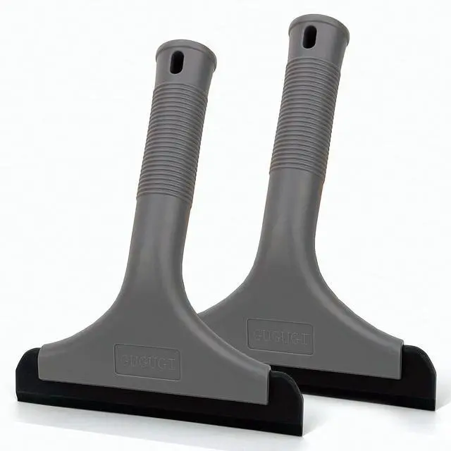 Main image of Super Flexible Silicone Squeegee, Auto Water Blade, Water Wiper, Shower Squeegee, 5.9'' Blade and 7.5'' Long Handle, for Car Windshield, Window, Mirror, Glass Door, Grey Black