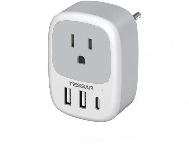 Main image of European Travel Plug Adapter, Europe Power Adaptor 3 USB Ports (1 USB C), International Type C Outlet Charger to Most of EU Iceland Spain Italy France Germany (Not Voltage Converter)