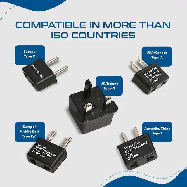 Alt view image 3 of 7 - International Worldwide Travel Plug Adapter 5 Piece Set, Great for Cell Phones, Battery Chargers, Laptops to Work in Most Countries