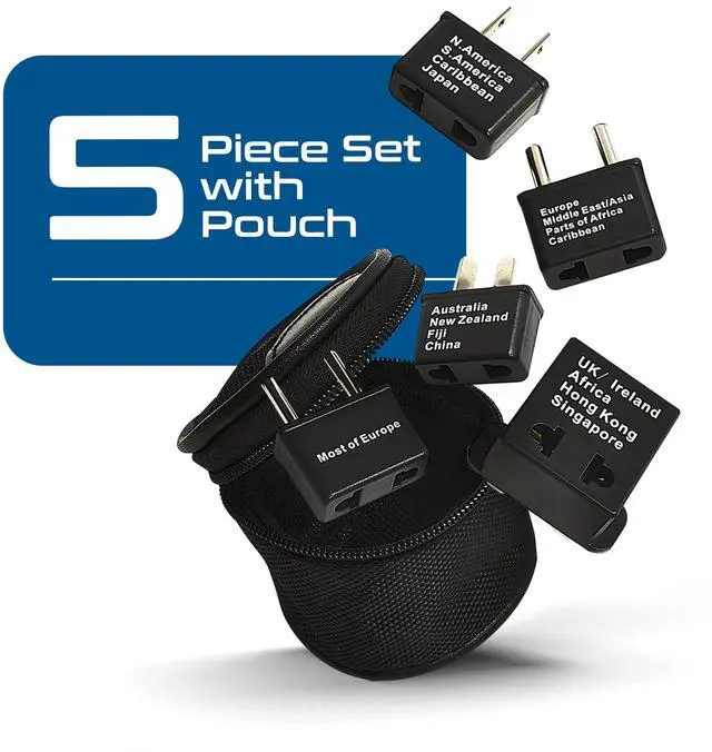 Alt view image 2 of 7 - International Worldwide Travel Plug Adapter 5 Piece Set, Great for Cell Phones, Battery Chargers, Laptops to Work in Most Countries