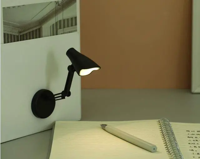 Alt view image 3 of 7 - 2 Pack LED Mini Table Lamp Fold-able Night Reading Book Lamps for Home Room Computer Night Lights Eye Protections, for Night Study Travel Portable - LD01 Black