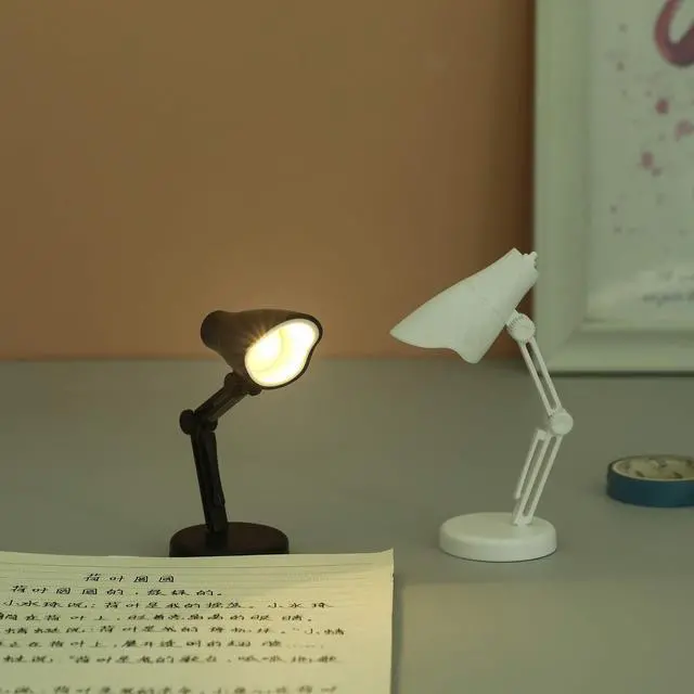 Alt view image 2 of 7 - 2 Pack LED Mini Table Lamp Fold-able Night Reading Book Lamps for Home Room Computer Night Lights Eye Protections, for Night Study Travel Portable - LD01 Black