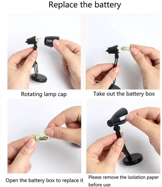 Alt view image 6 of 7 - 2 Pack LED Mini Table Lamp Fold-able Night Reading Book Lamps for Home Room Computer Night Lights Eye Protections, for Night Study Travel Portable - LD01 Black