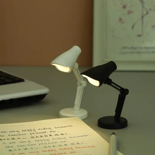 Alt view image 7 of 7 - 2 Pack LED Mini Table Lamp Fold-able Night Reading Book Lamps for Home Room Computer Night Lights Eye Protections, for Night Study Travel Portable - LD01 Black