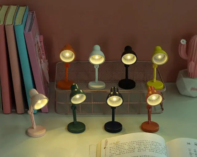 Alt view image 7 of 7 - 2 Pack LED Mini Table Lamp Fold-able Night Reading Book Lamps for Home Room Computer Night Lights Eye Protections, for Night Study Travel Portable - LD02 Blue