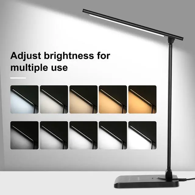 Alt view image 2 of 7 - LED Desk Lamp, Eye-Caring Table Lamps with 5 Brightness Levels & 5 Lighting Modes, 45 Min Auto Timer, Touch Control and Memory Function, Dimmable Home Office Study Reading Desk Light,Black