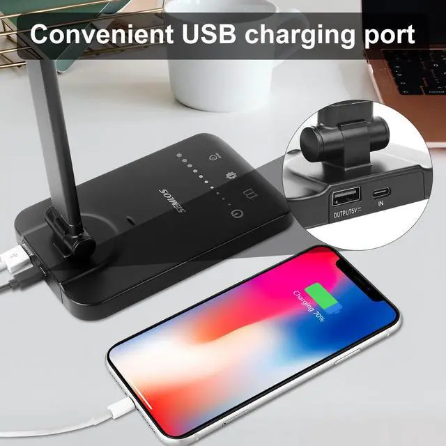 Alt view image 3 of 7 - LED Desk Lamp, Eye-Caring Table Lamps with 5 Brightness Levels & 5 Lighting Modes, 45 Min Auto Timer, Touch Control and Memory Function, Dimmable Home Office Study Reading Desk Light,Black